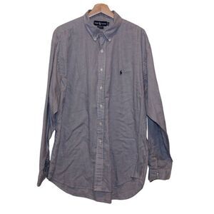 Ralph Lauren Black White Check 100% Cotton Blend Button-Up Shirts Men Size 17.5